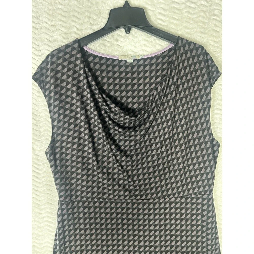 Boden Dress Womens 14L Tall Black Geometric Cowl Neck Jersey Sheath Knee‎ Length